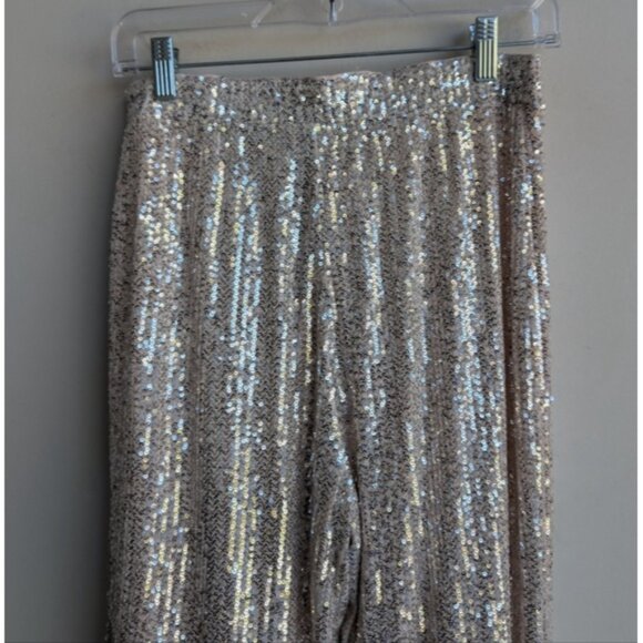 NWT Skies are Blue sequin silver sequin pants with nude base - Picture 7 of 10